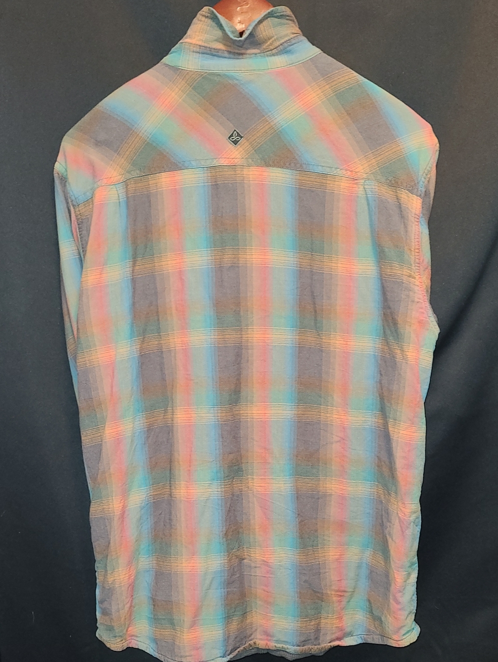Prana Men's Pastel Plaid Button-Down Shirt in Blue, Pink, Green Organic Cotton - Picture 5 of 11